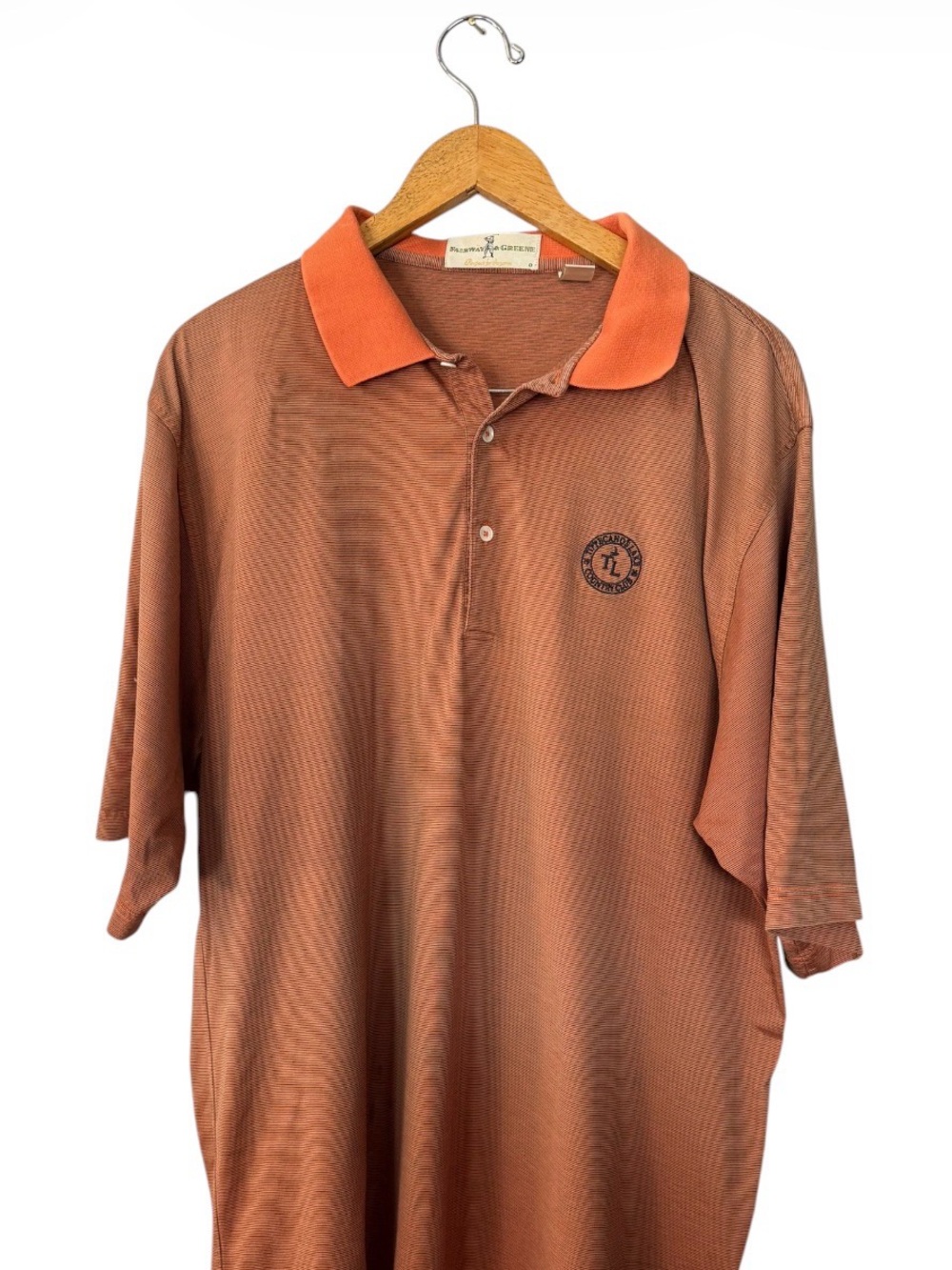 Fairway & Greene Men's Orange Polo with Contrast Collar Tippecanoe Lake CC